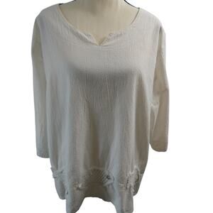 Palm Grove Petite XL Cotton Pull Over Tunic Top Tropical Beachy